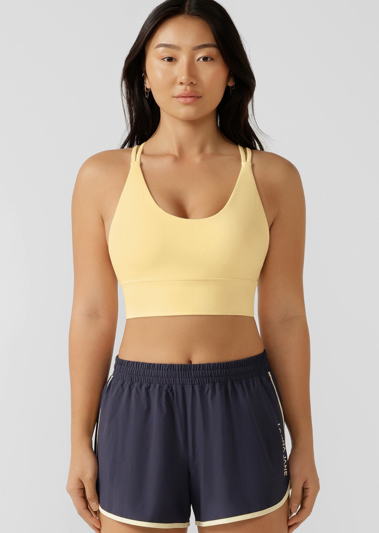 Lorna Jane Lotus Longline Sports Bra - Lemon Cream