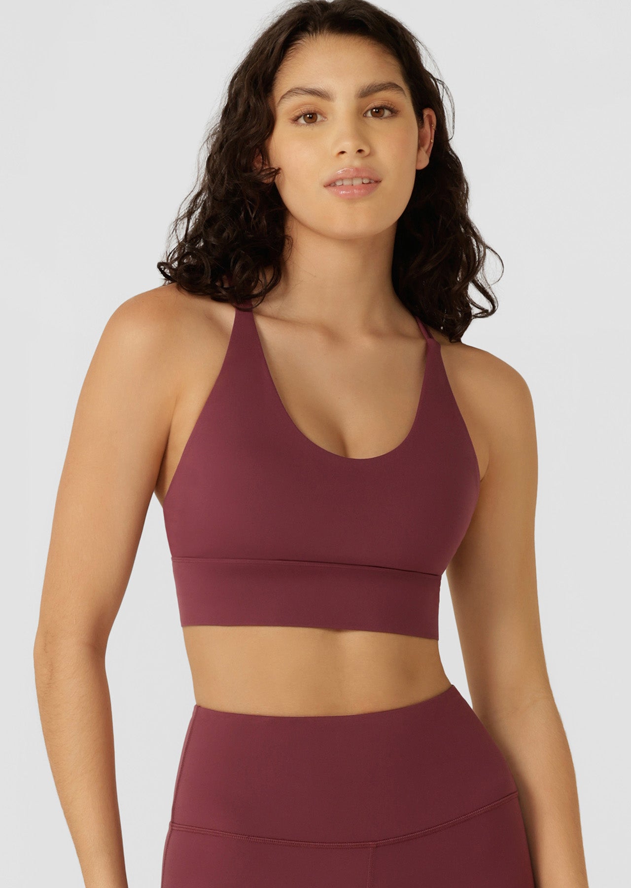 Lorna Jane Lotus Longline Sports Bra - Mulberry