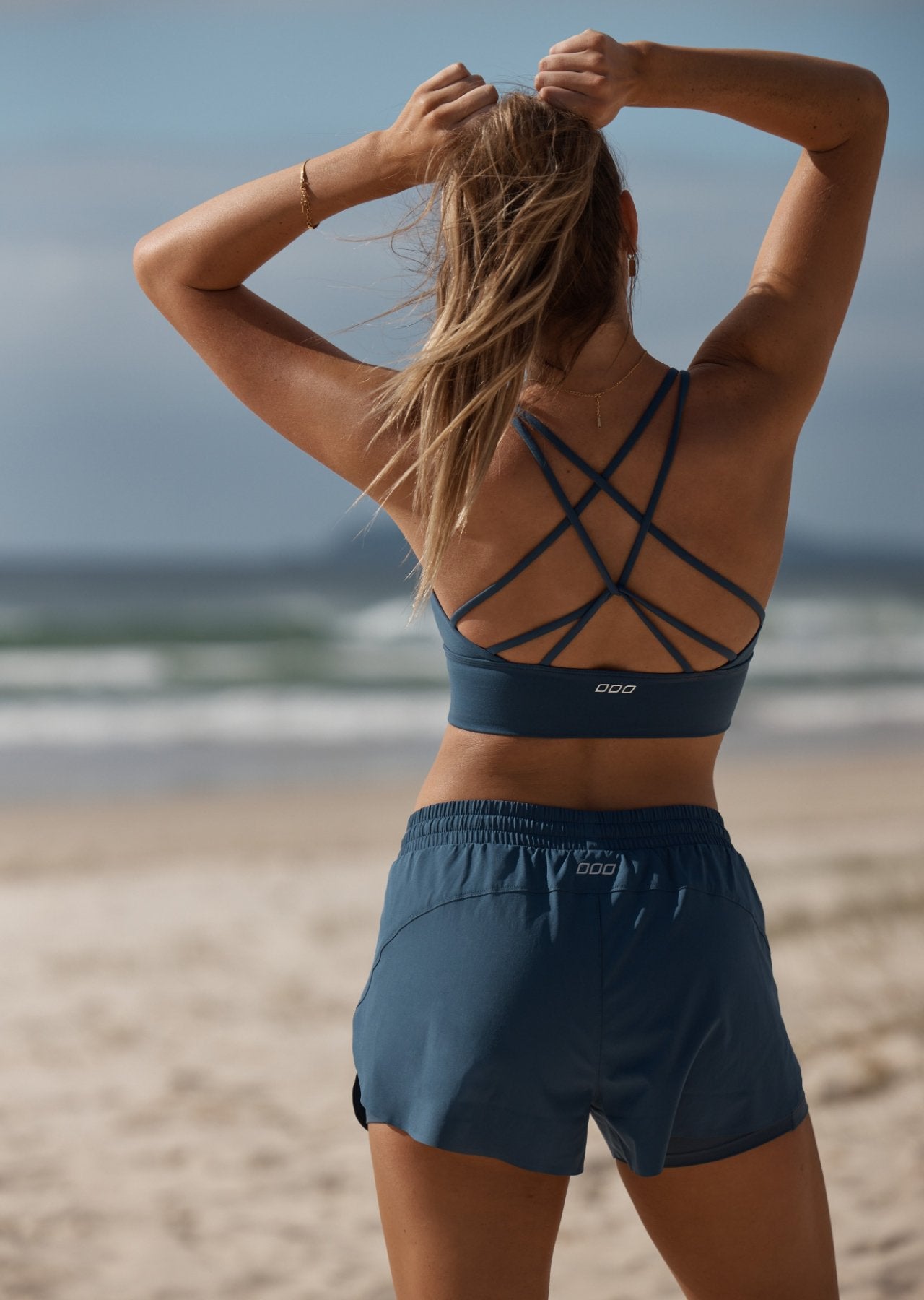 Lorna Jane Lotus Longline Sports Bra - Pale Indigo