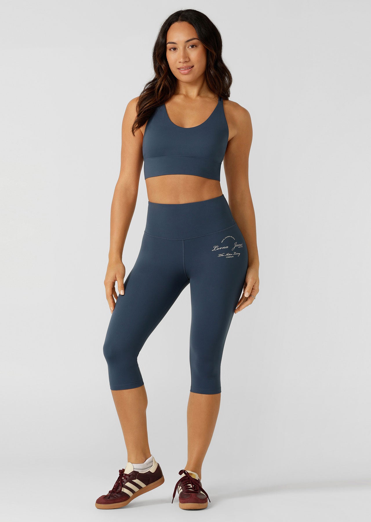 Lorna Jane Lotus Longline Sports Bra - Pale Indigo