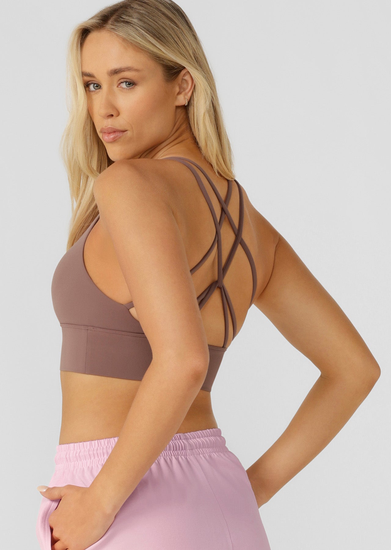 Lorna Jane Lotus Longline Sports Bra - Stone