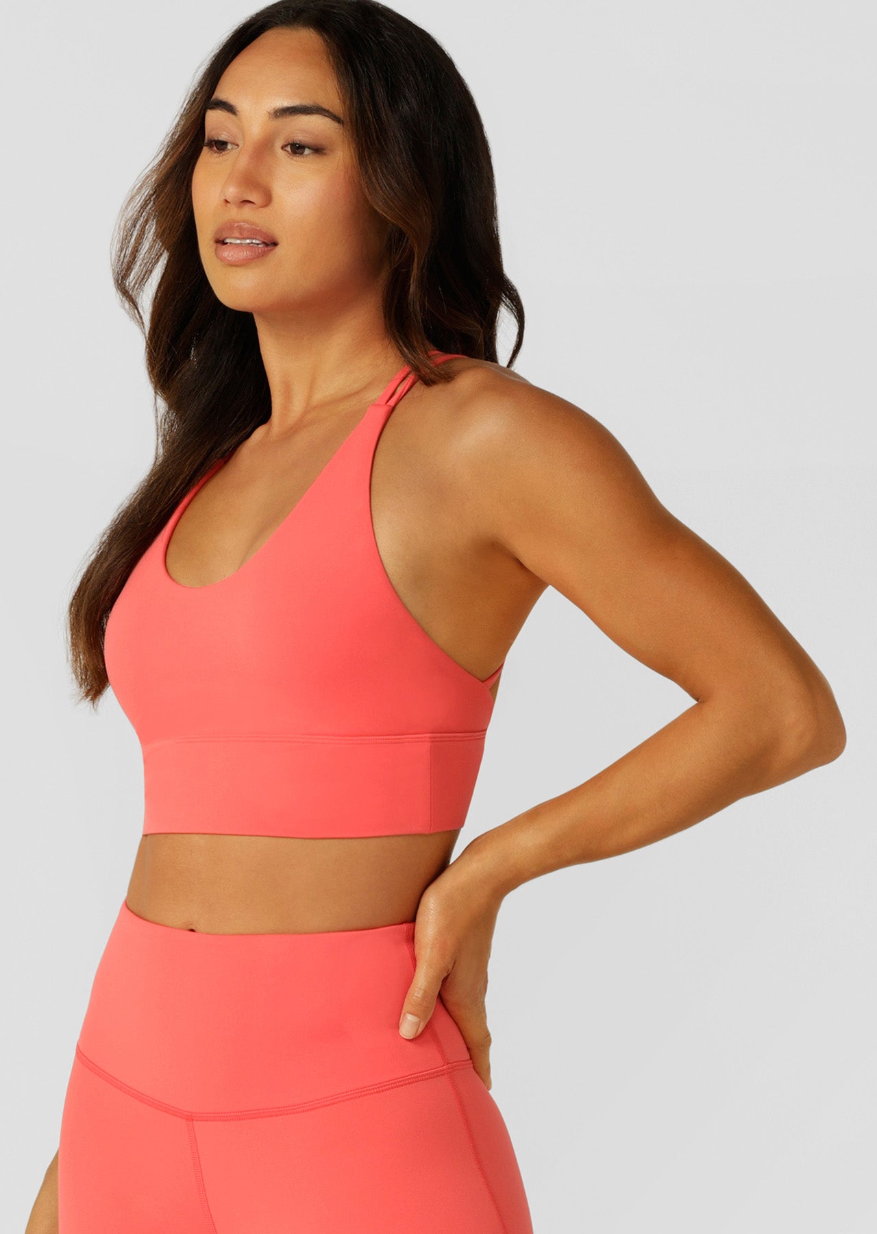 Lorna Jane Lotus Longline Sports Bra - Strawberry