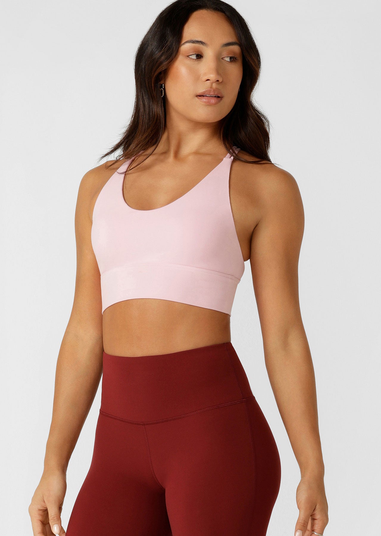 Lorna Jane Lotus Longline Sports Bra - Sweet Pink