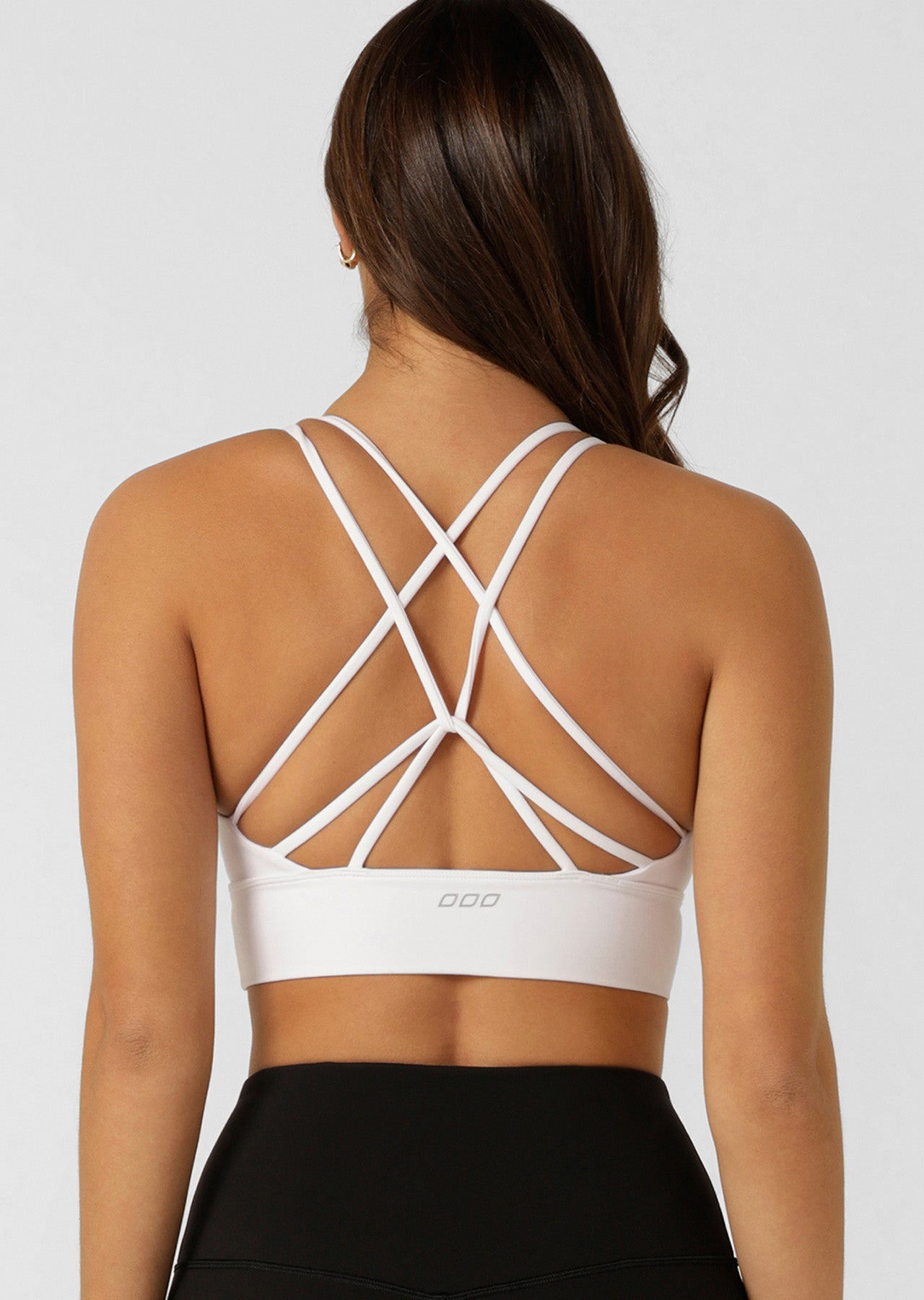 Lorna Jane Lotus Longline Sports Bra - White Recycled