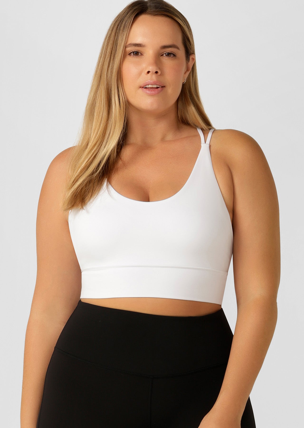 Lorna Jane Lotus Longline Sports Bra - White