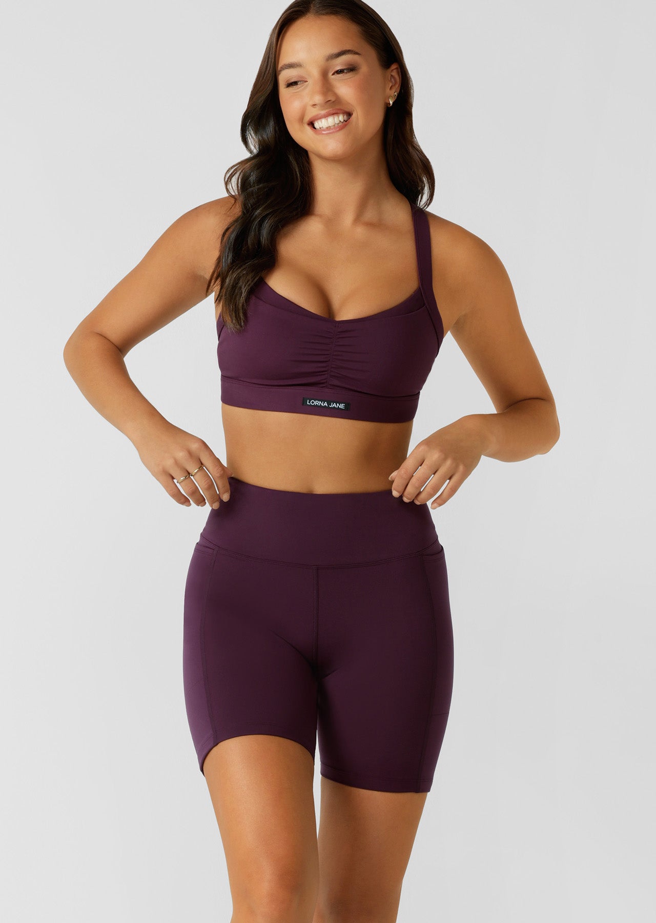 Lorna Jane Amy Phone Pocket Tech Bike Short - Dark Grape