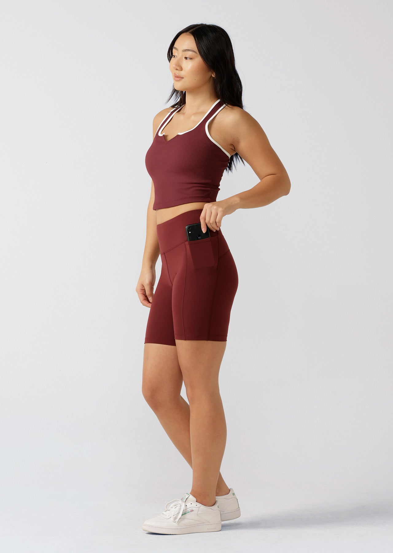 Lorna Jane Amy Phone Pocket Tech Bike Short - Maroon