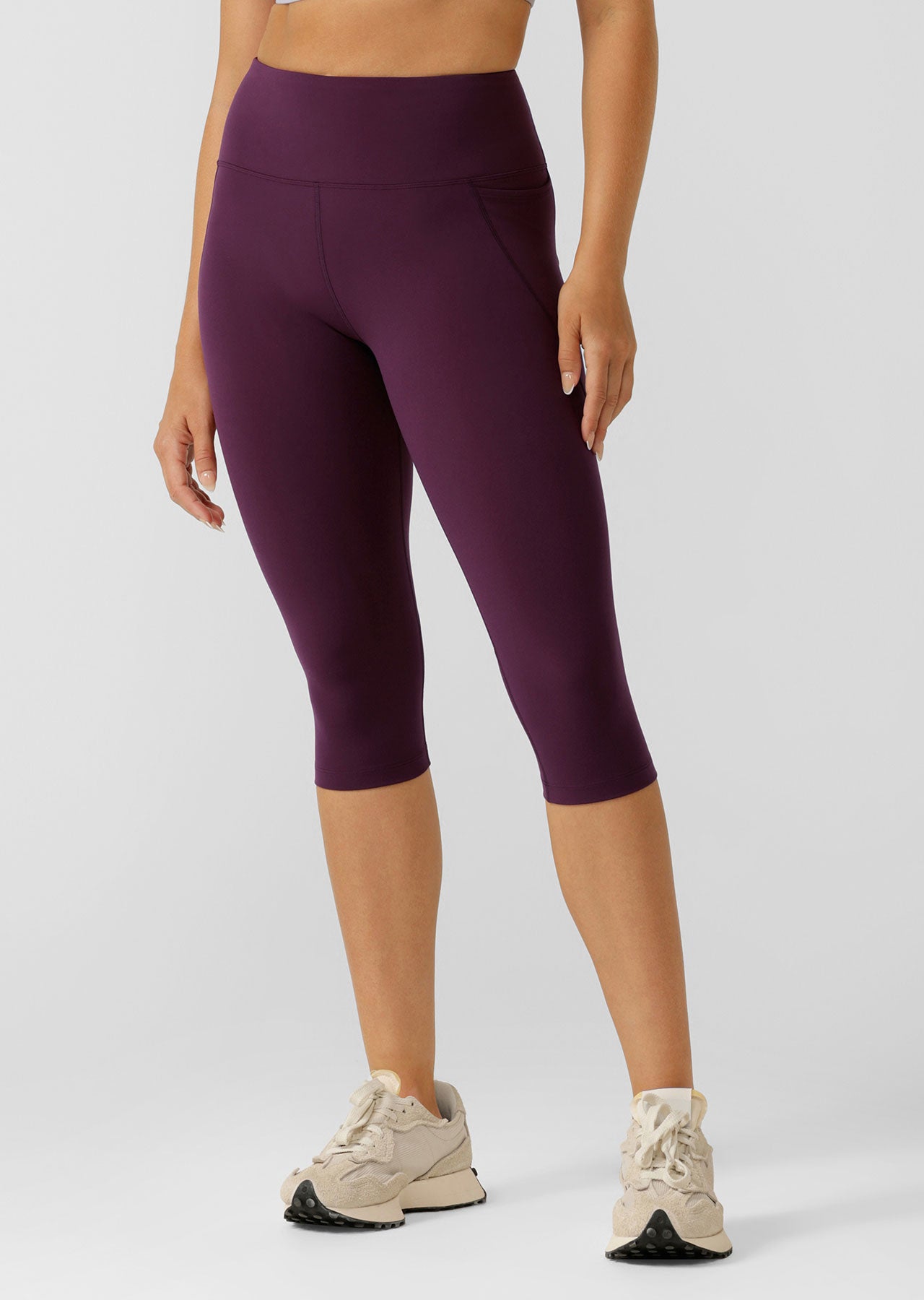 Lorna Jane Amy Phone Pocket 3/4 Tech Leggings - Dark Grape