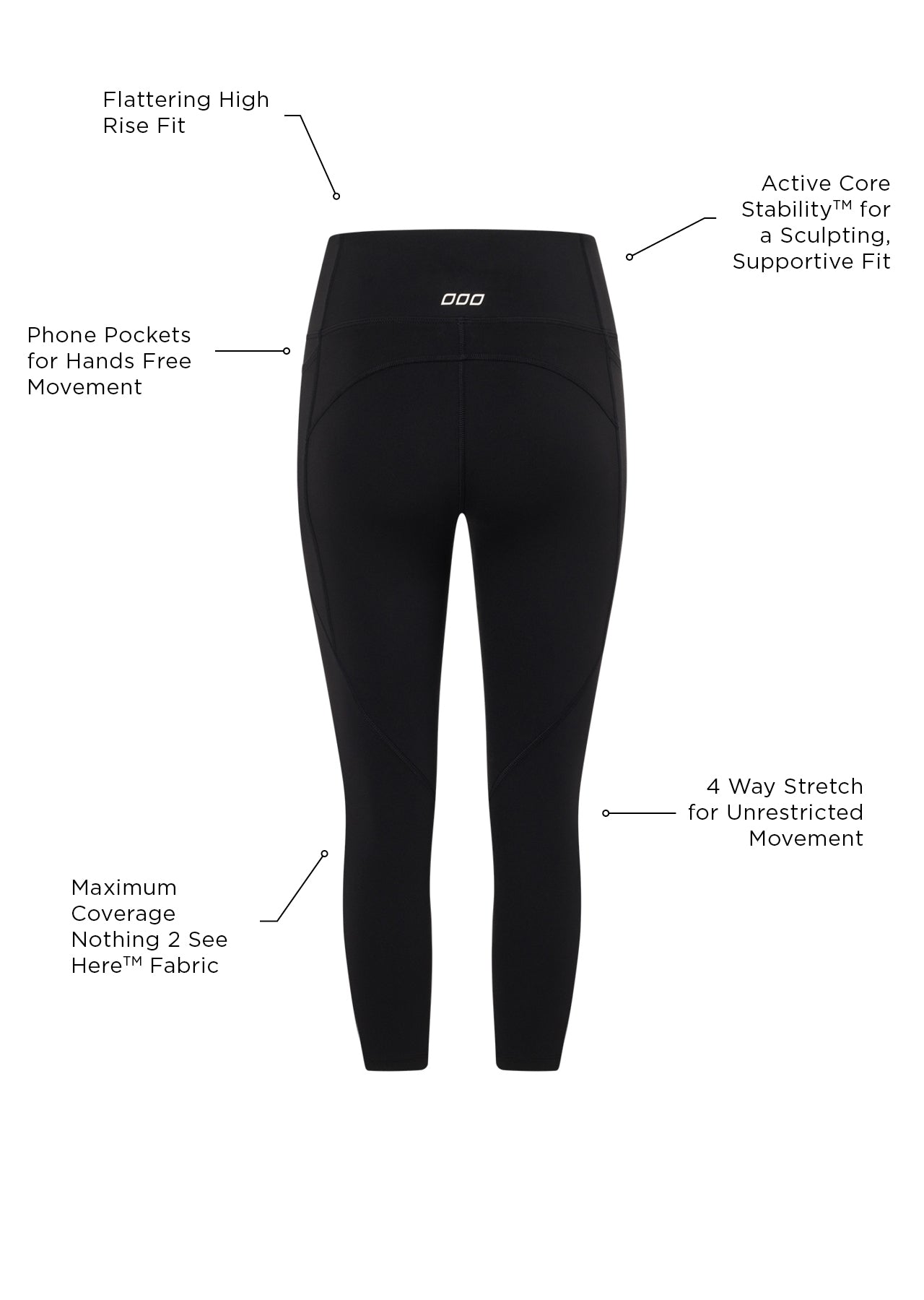 Lorna Jane Amy Phone Pocket 7/8 Tech Leggings - Black