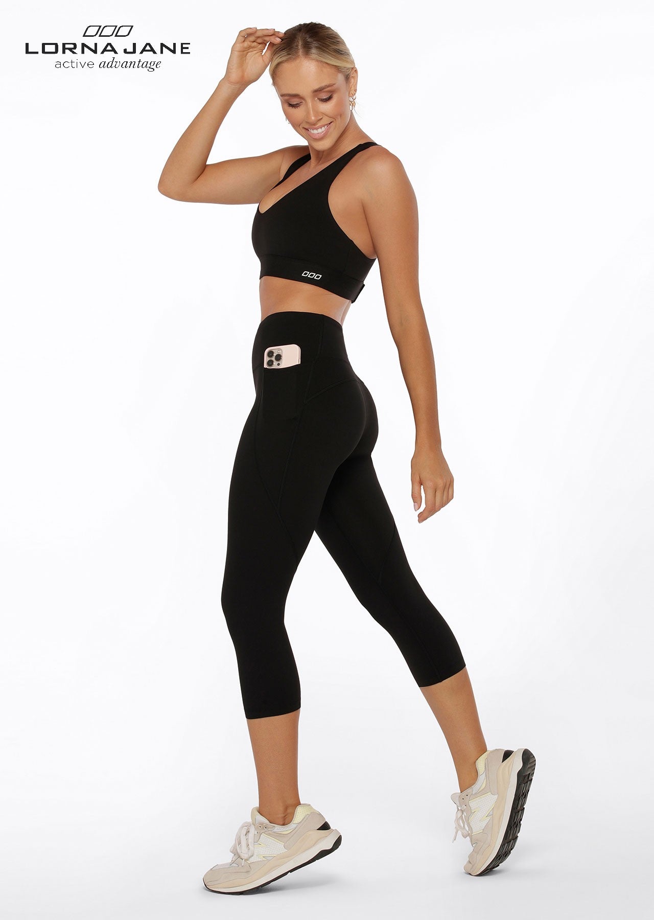 Lorna Jane Amy Phone Pocket 7/8 Tech Leggings - Black