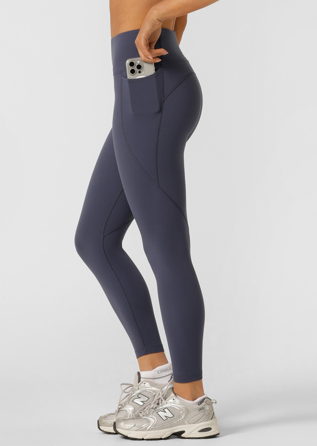 Lorna Jane Amy Phone Pocket Ankle Biter Tech Leggings - Ash Blue