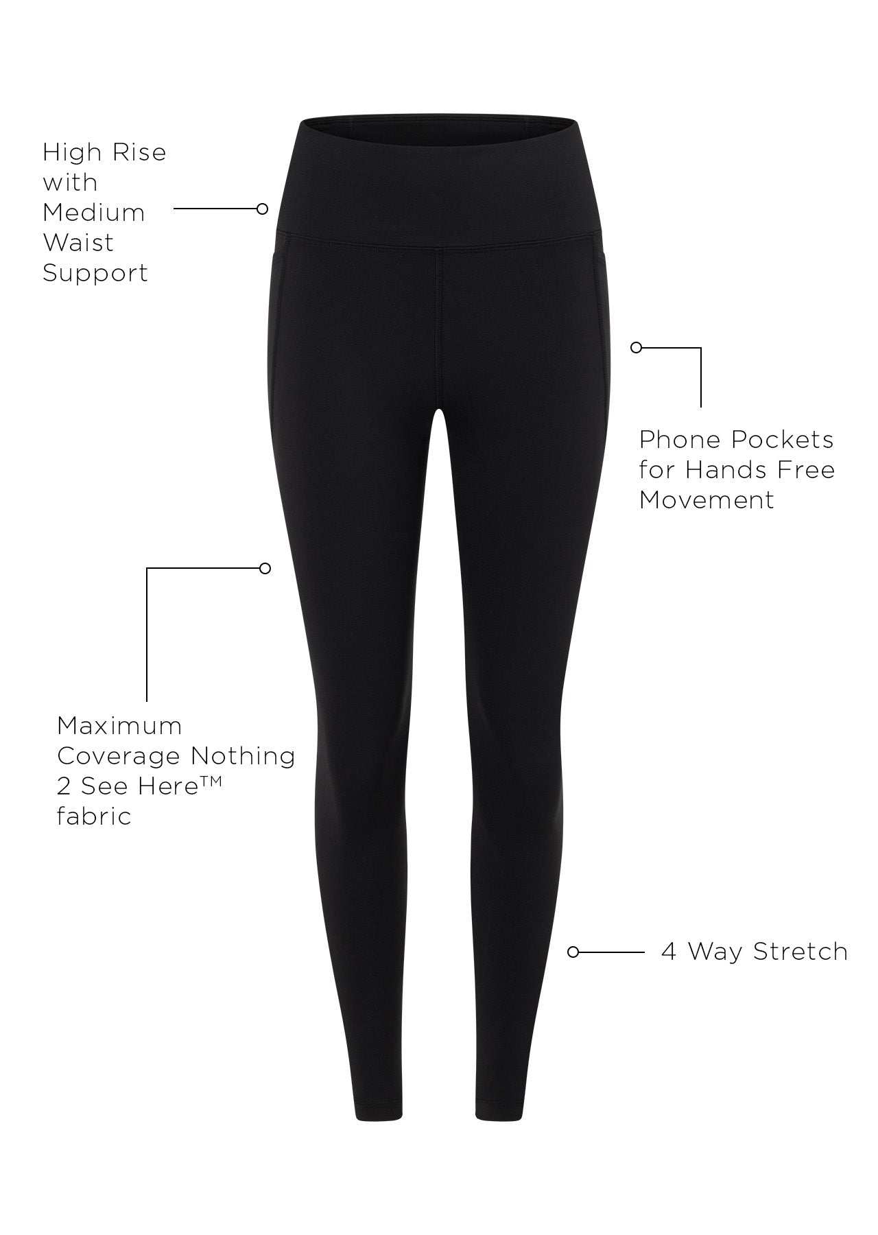 Lorna Jane Amy Phone Pocket Ankle Biter Tech Leggings - Black