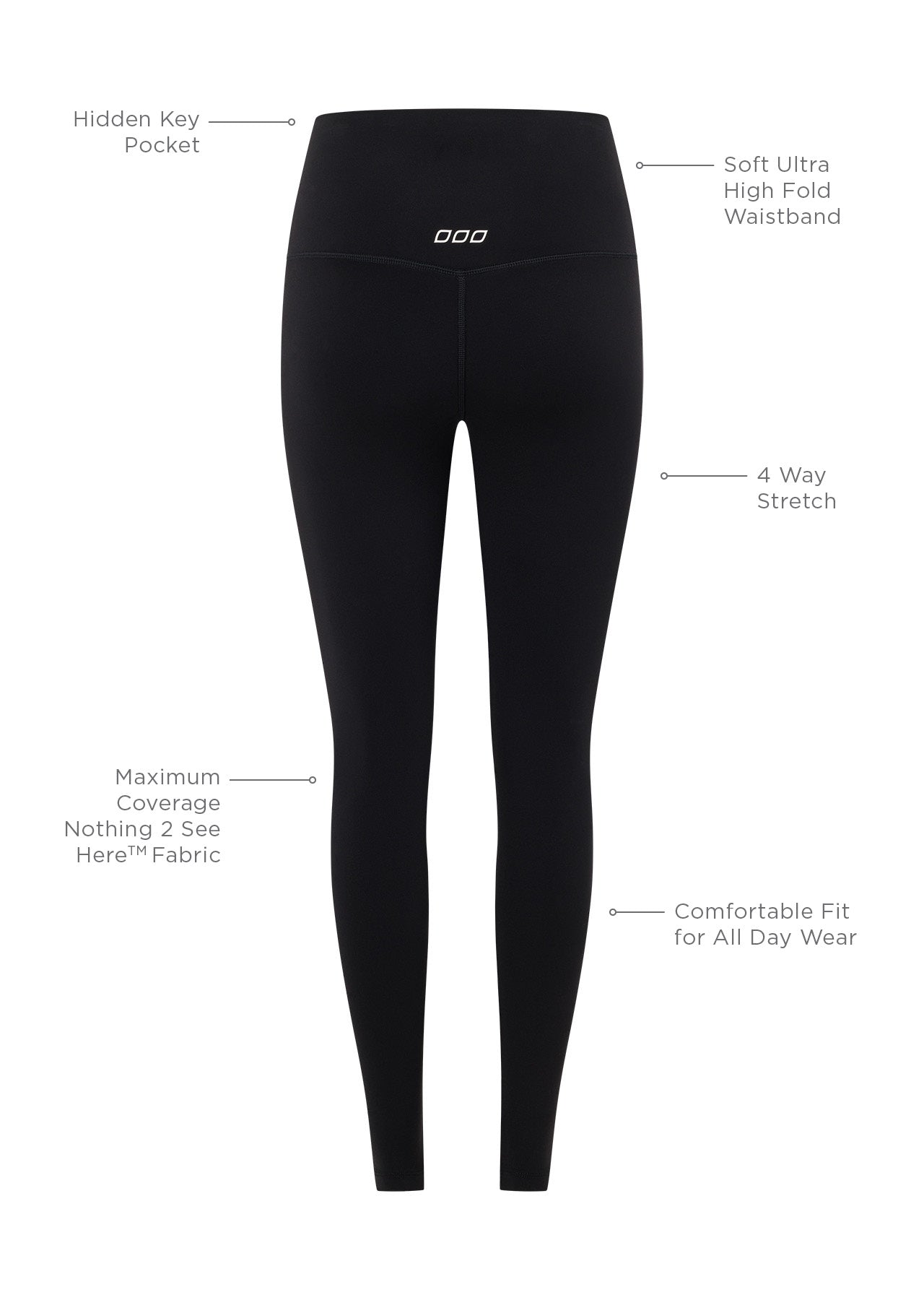 Lorna Jane Hi-Fold Lotus Full Length Leggings - Black