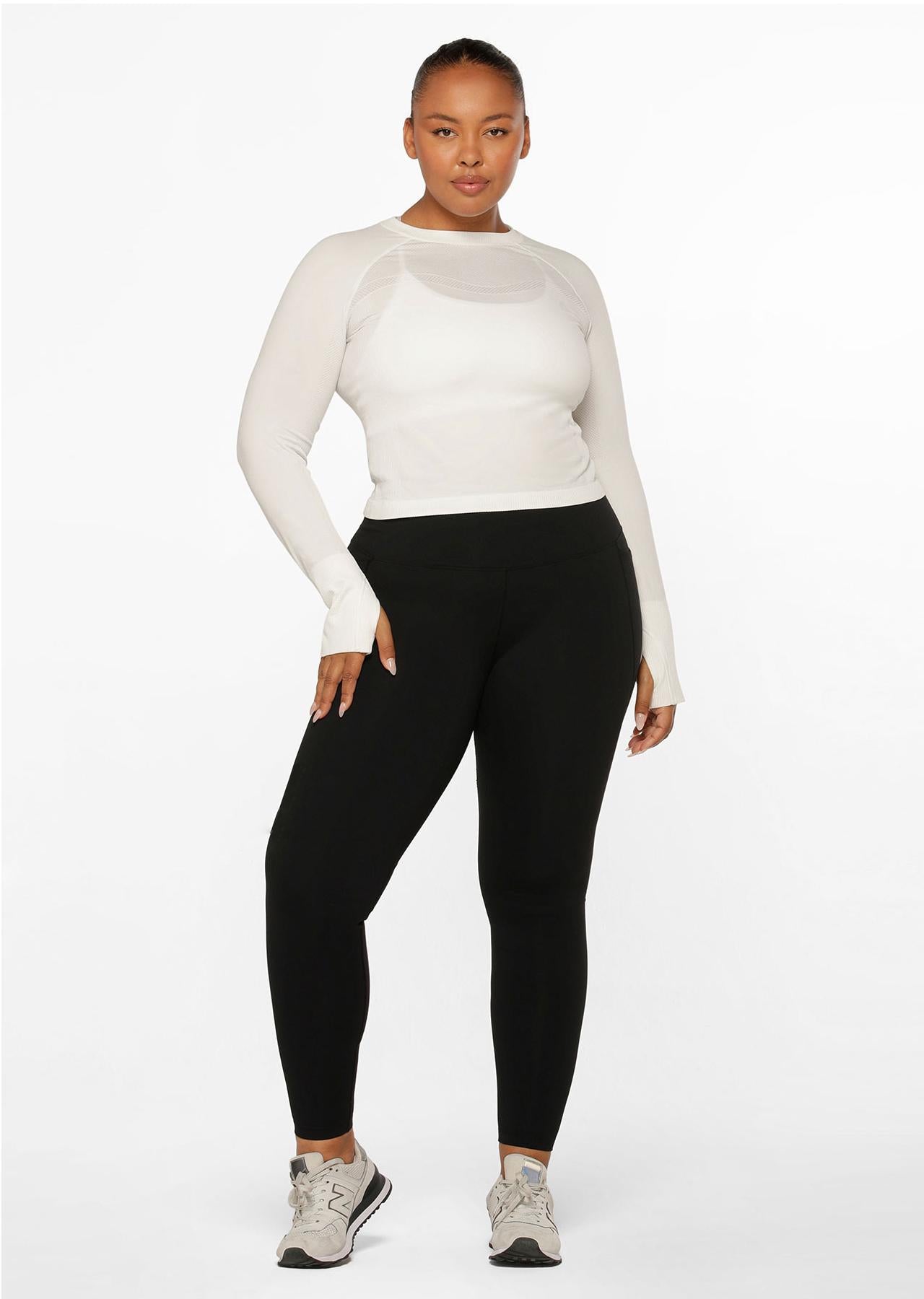 Lorna Jane Amy Thermal Phone Pocket Full Length Leggings - Black