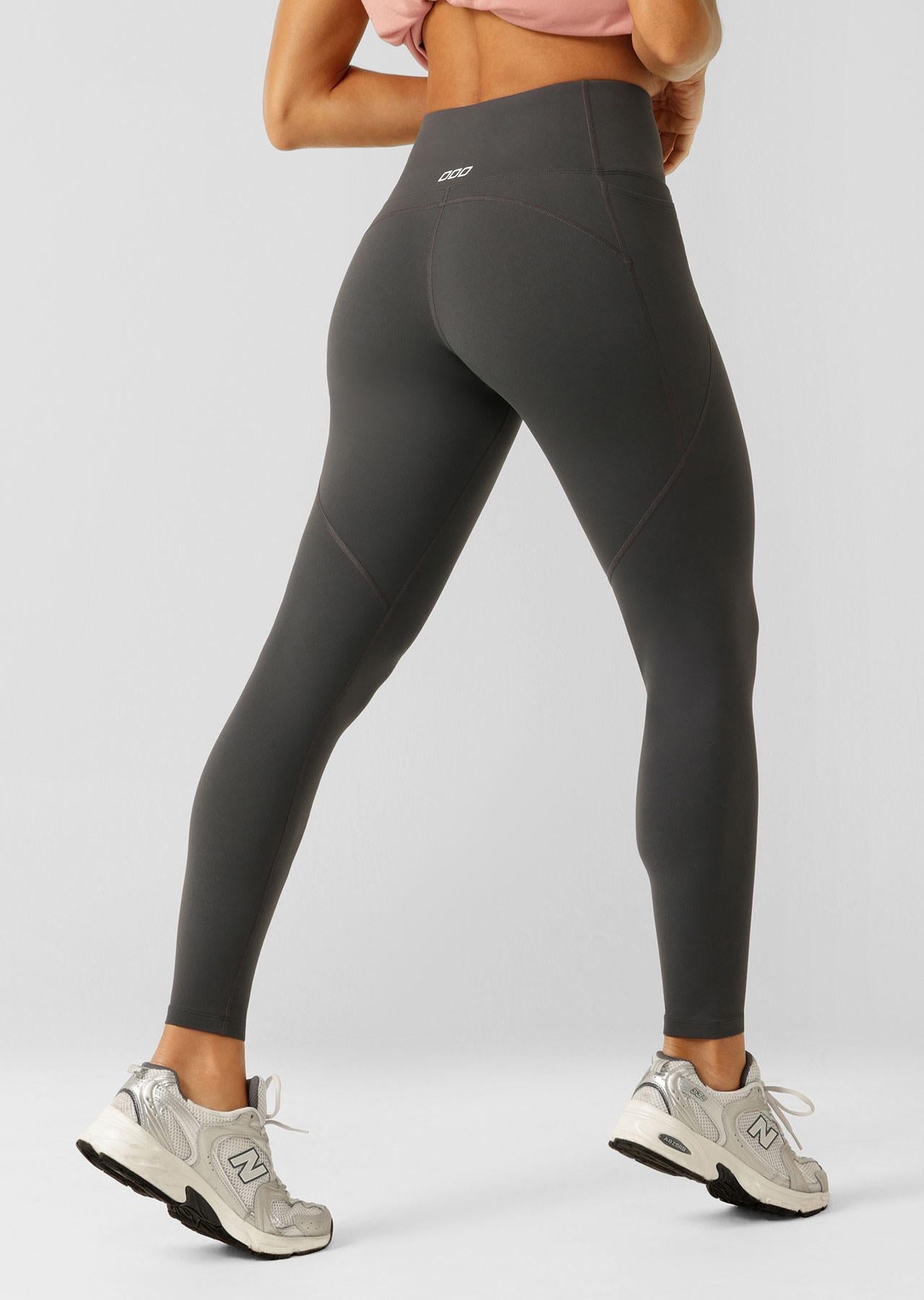 Lorna Jane Amy Thermal Phone Pocket Full Length Leggings - Dark Titanium