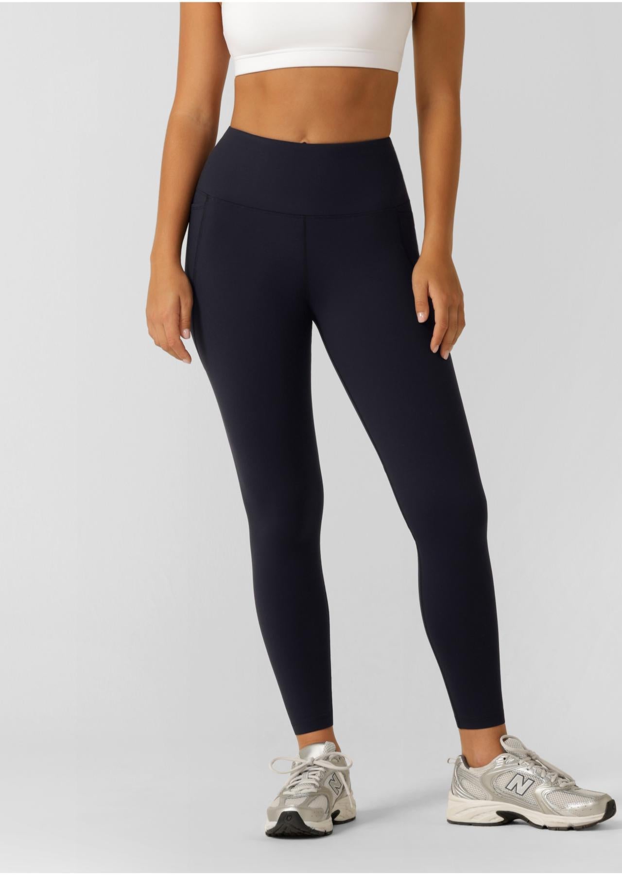 Lorna Jane Amy Thermal Phone Pocket Full Length Leggings - Midnight Blue