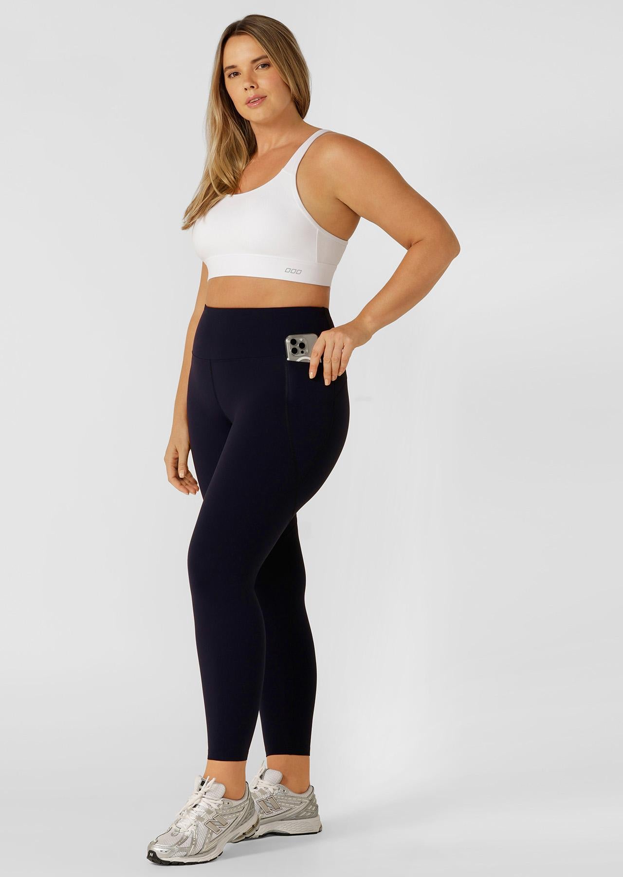 Lorna Jane Amy Thermal Phone Pocket Full Length Leggings - Midnight Blue