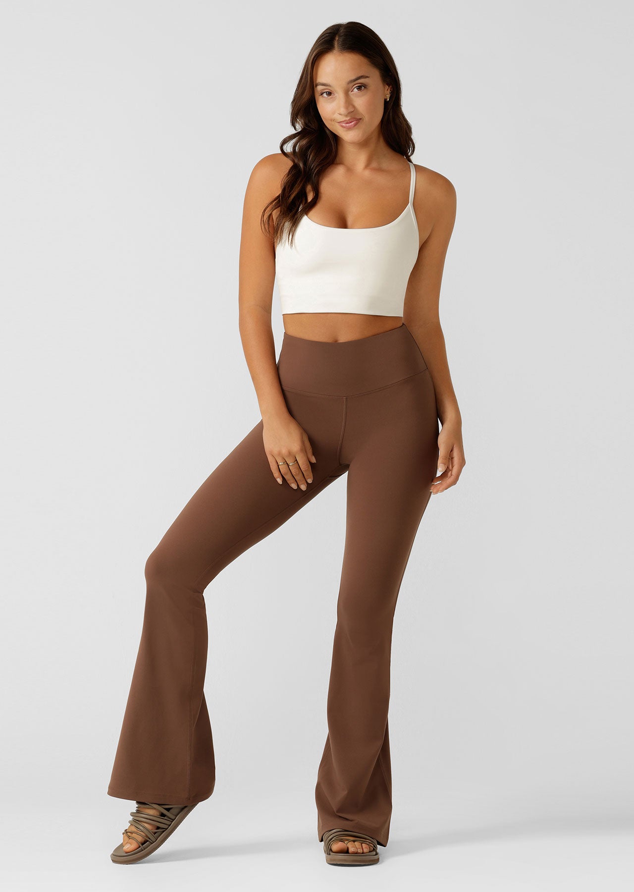 Lorna Jane Lotus Flared Leggings - Chocolate