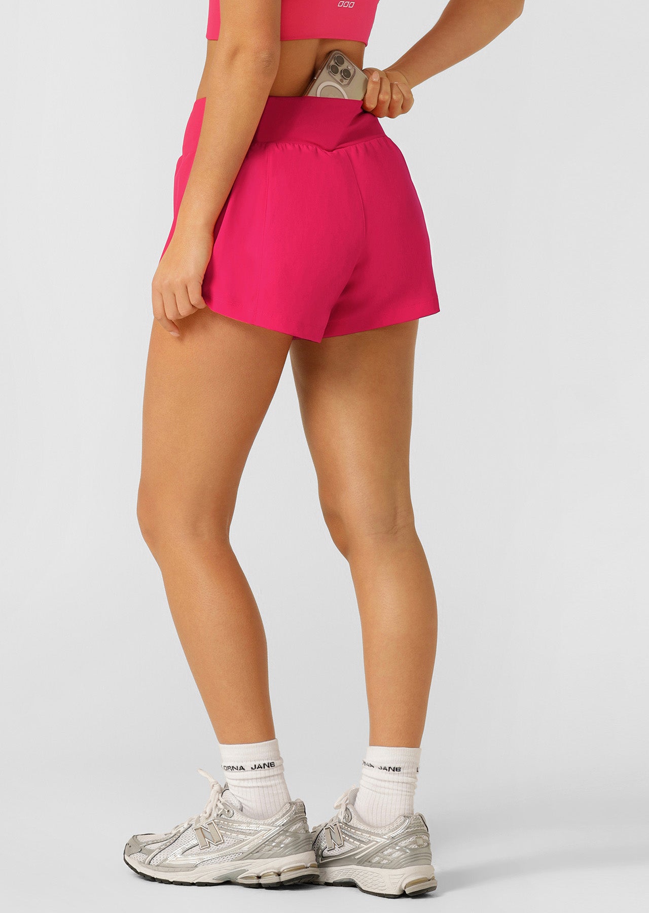 Lorna Jane Amy Stretch & Stride Pocket Run Short - Neon Raspberry