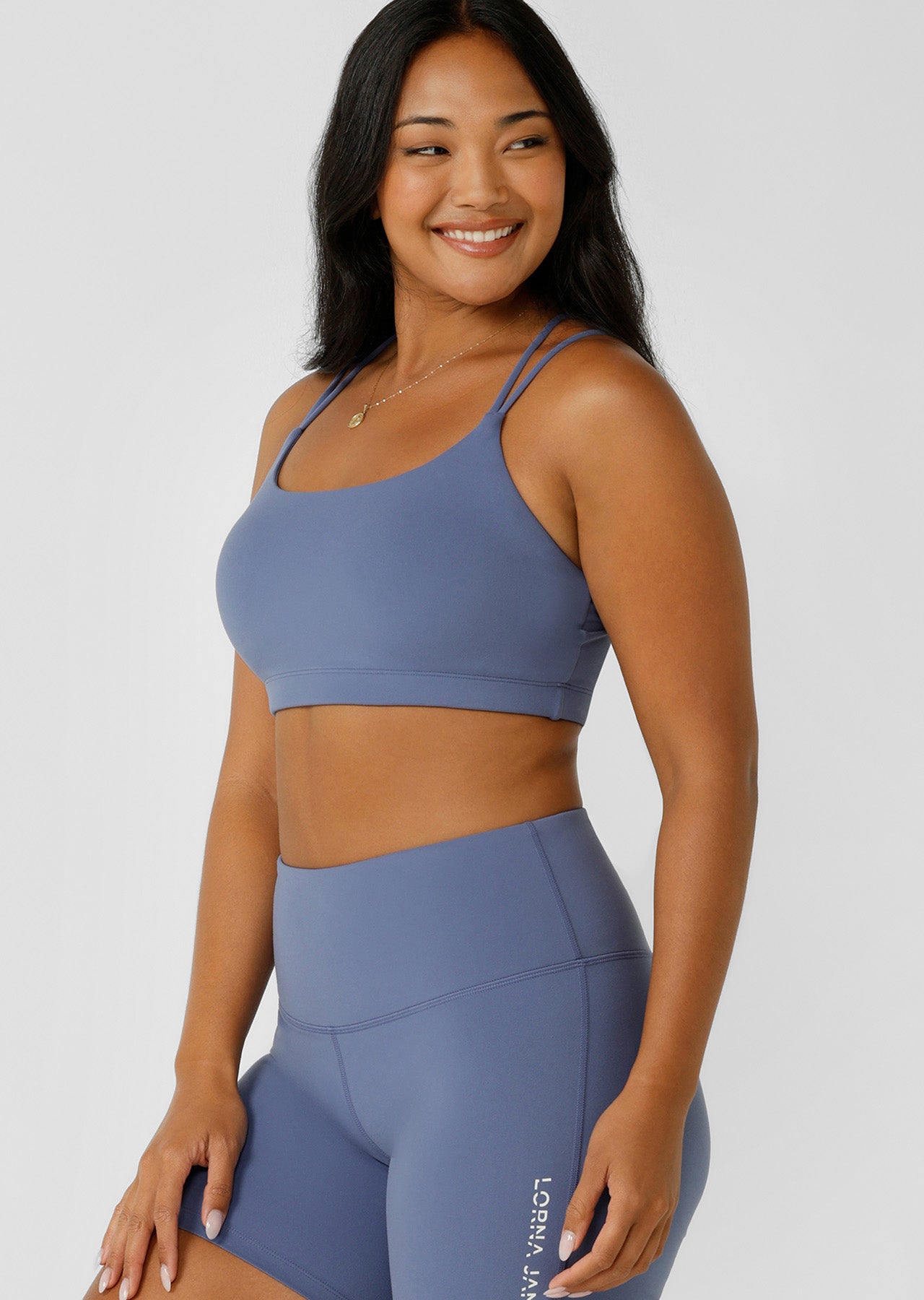 Lorna Jane Lotus Cropped Sports Bra - Misty Blue