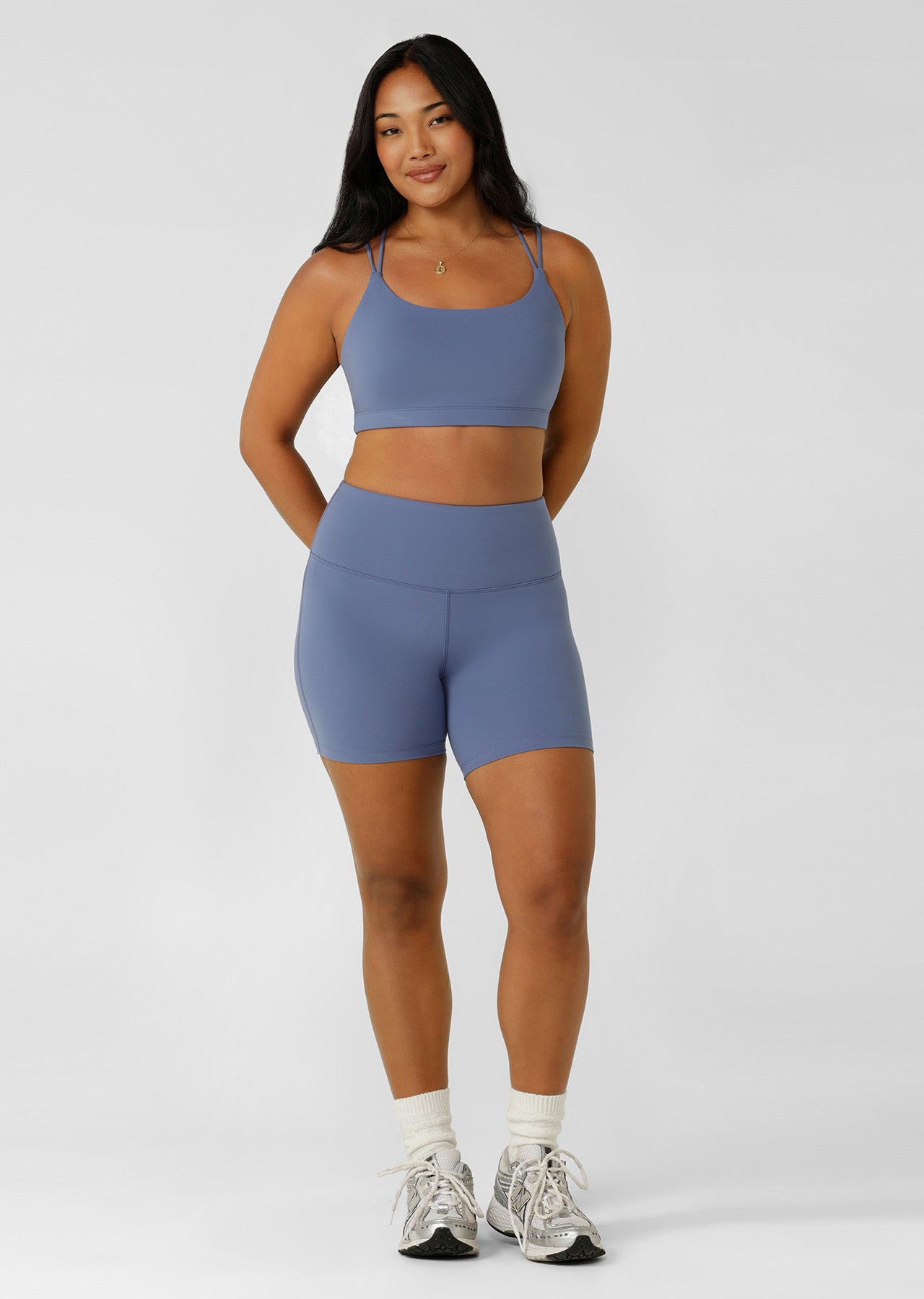 Lorna Jane Lotus Cropped Sports Bra - Misty Blue