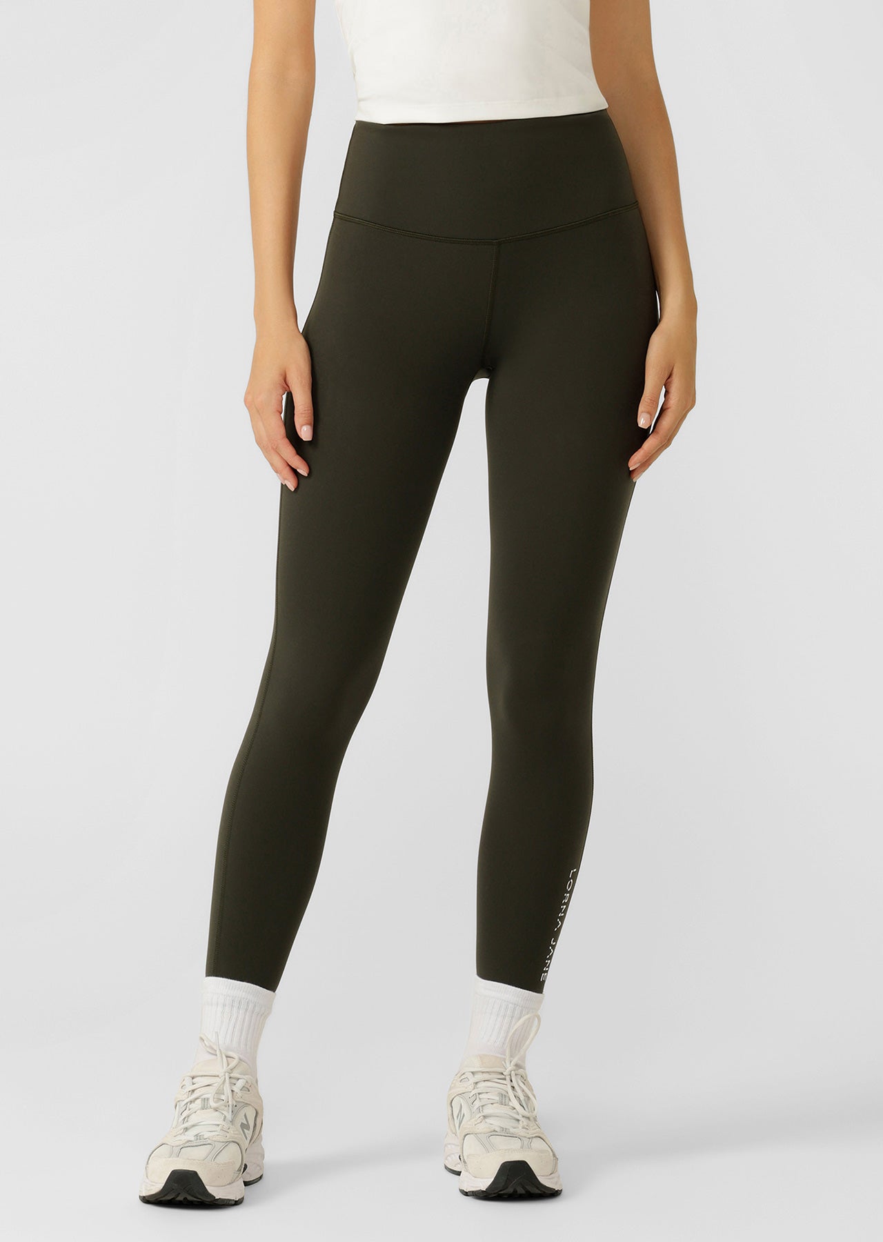 Lorna Jane Lotus No Chafe Phone Pocket Ankle Biter Leggings - Oil
