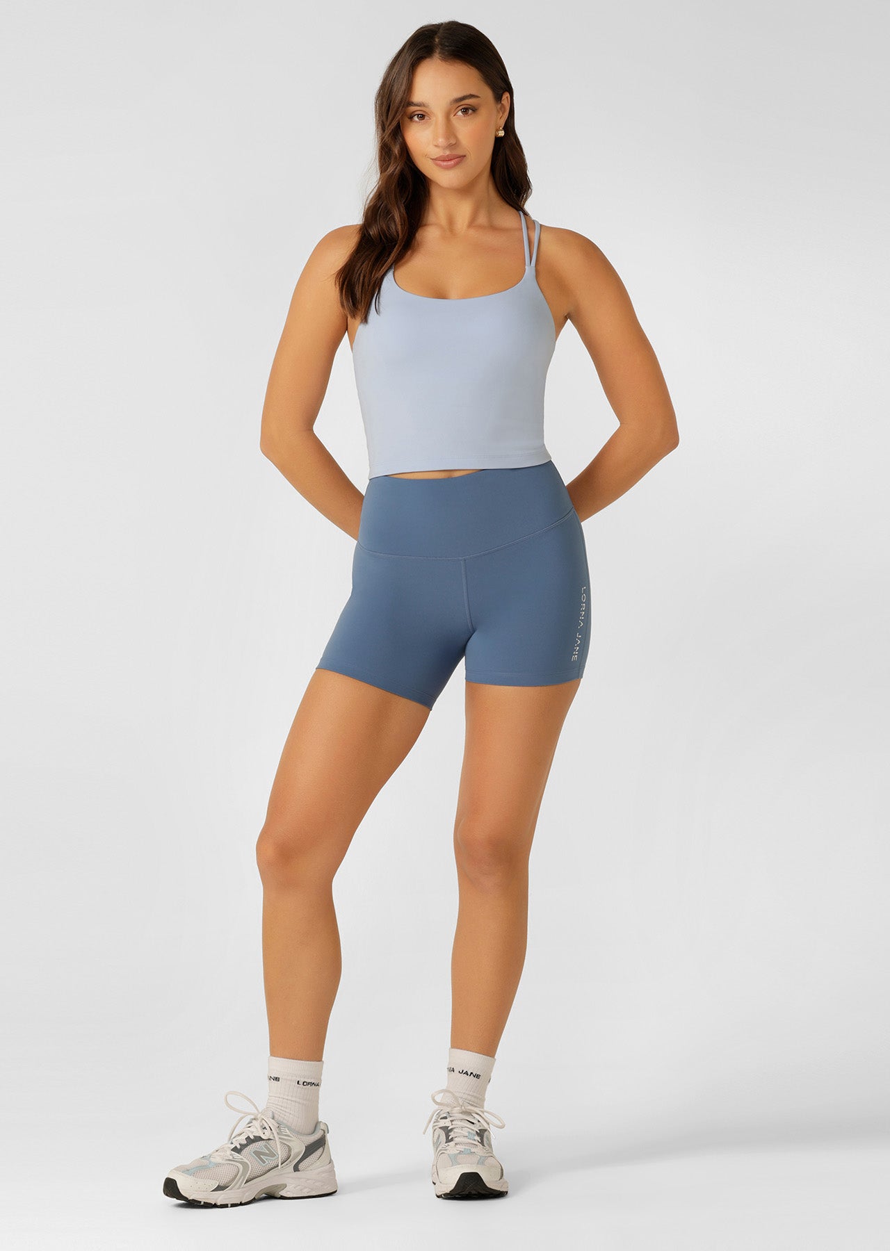 Lorna Jane Lotus No Chafe Phone Pocket 12cm Bike Shorts - Moonlight Blue