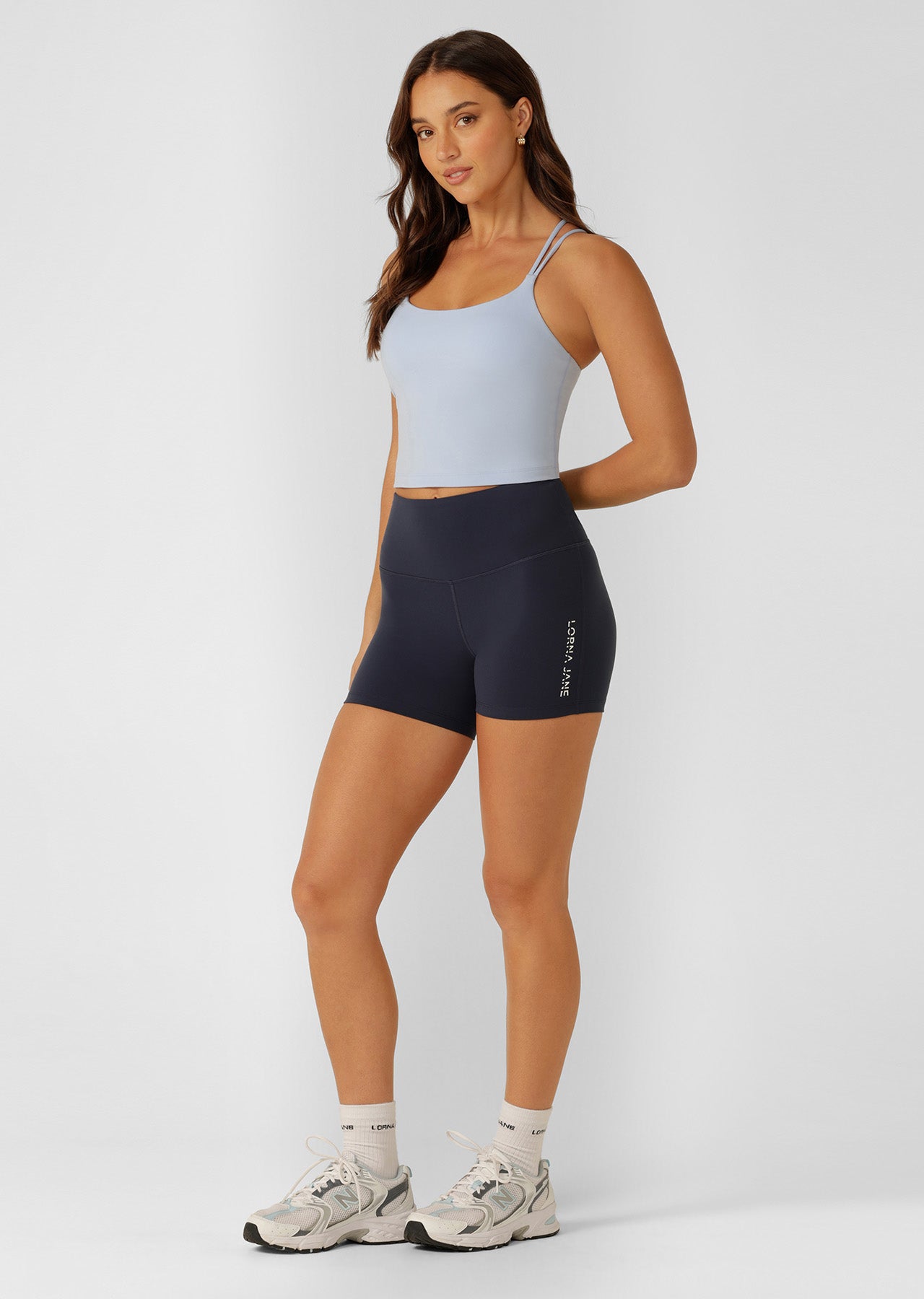 Lorna Jane Lotus No Chafe Phone Pocket 12cm Bike Shorts - Platinum Navy