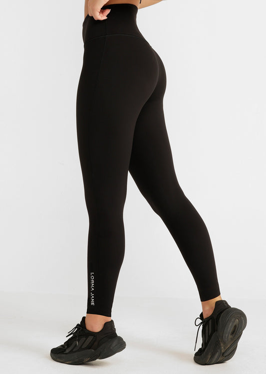 Lorna Jane Lotus No Chafe Phone Pocket Full Length Leggings - Recycled Black
