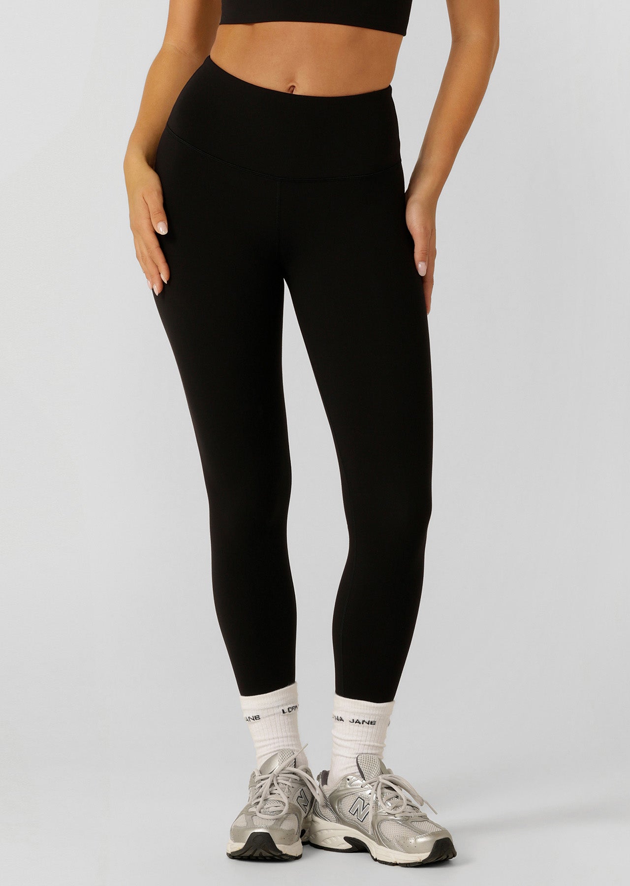 Lorna Jane Lotus Phone Pocket Ankle Biter Leggings - Recycled Black