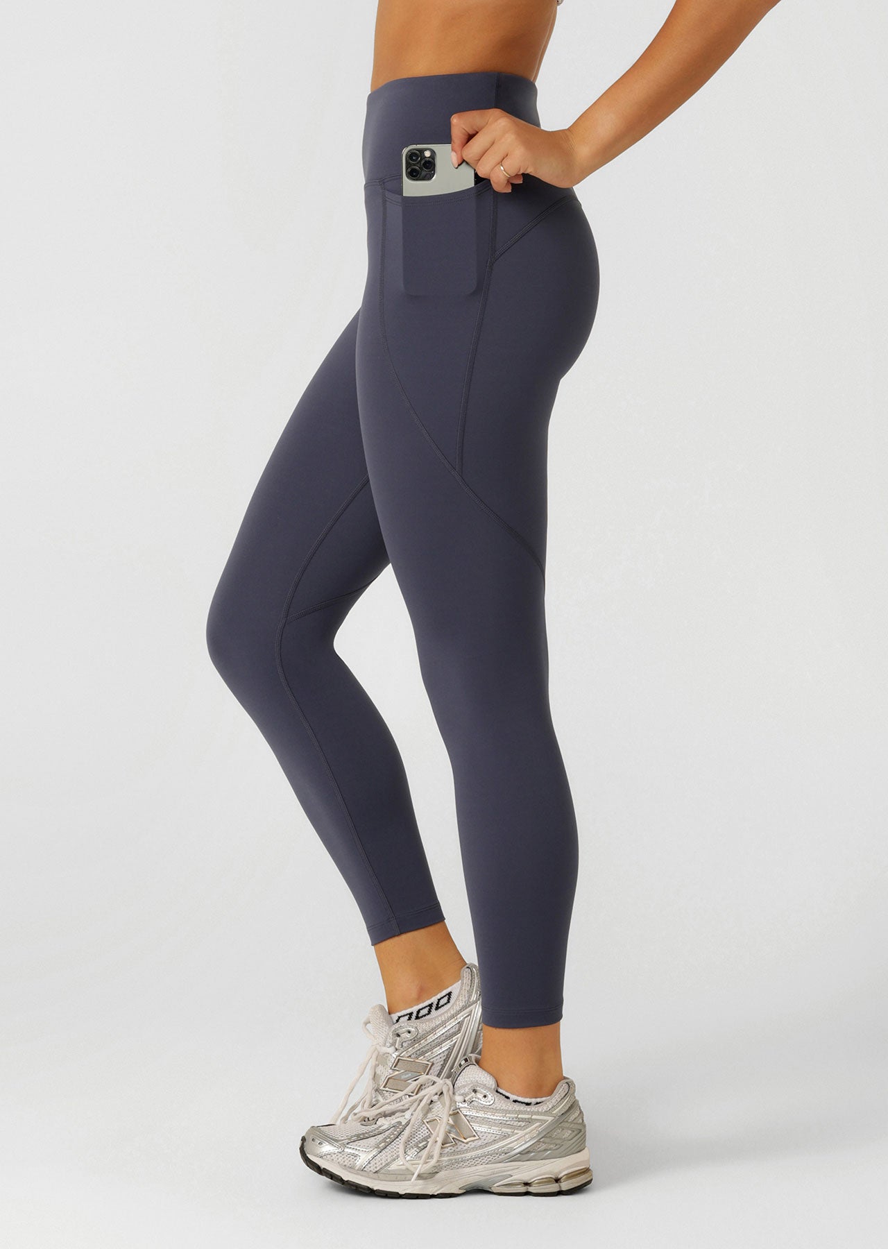 Lorna Jane Amy No Ride Phone Pocket Ankle Biter Leggings - Ash Blue