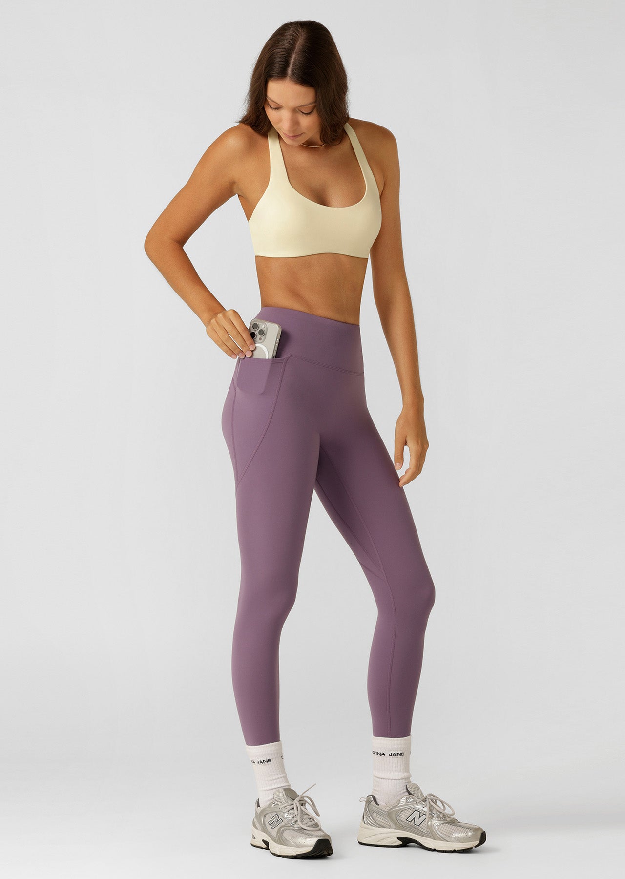 Lorna Jane Amy No Ride Phone Pocket Ankle Biter Leggings - Grape