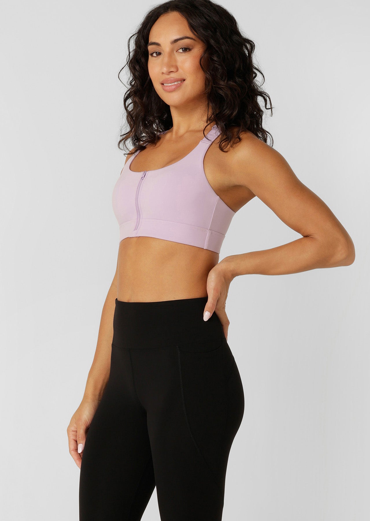 Lorna Jane Easy Zip On Max Support Sports Bra - Dusty Lilac