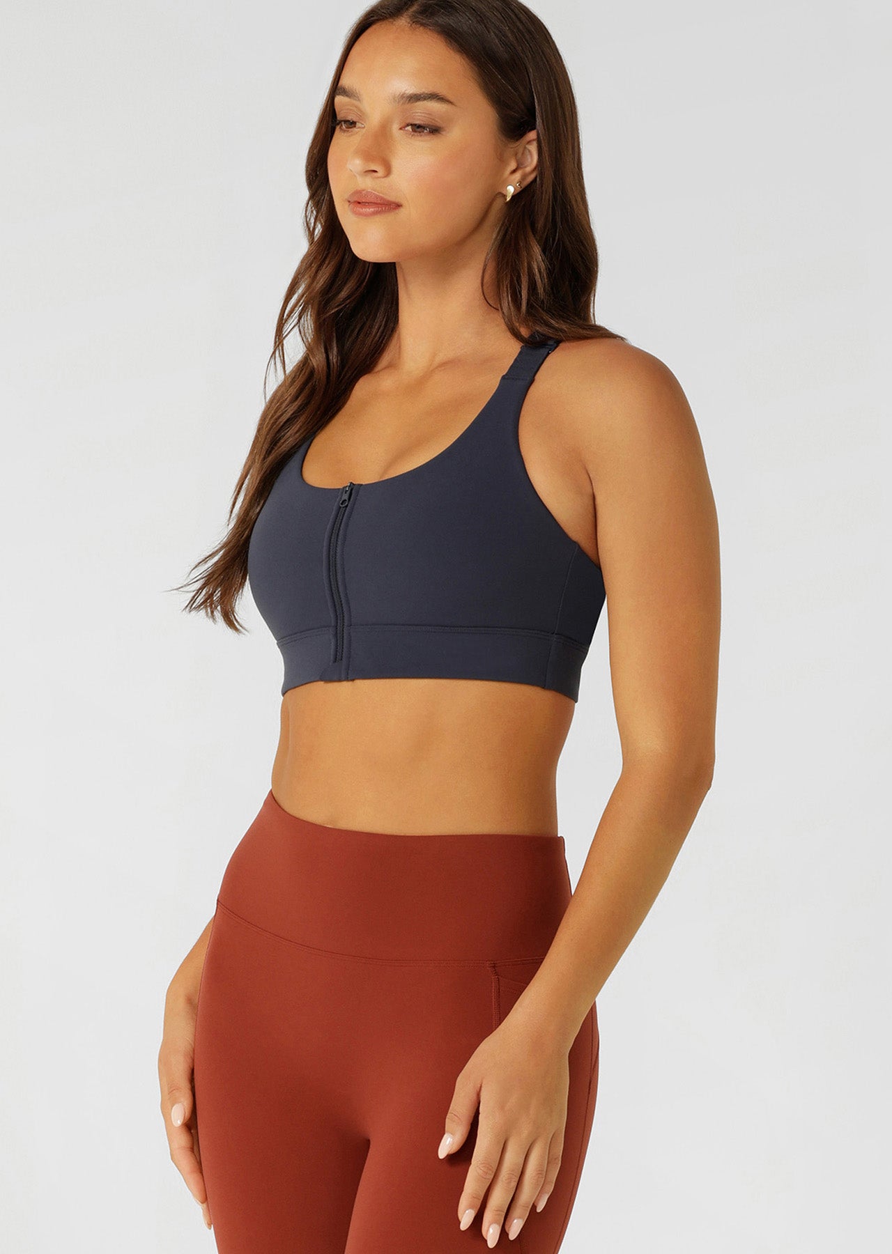 Lorna Jane Easy Zip On Max Support Sports Bra - Platinum Navy