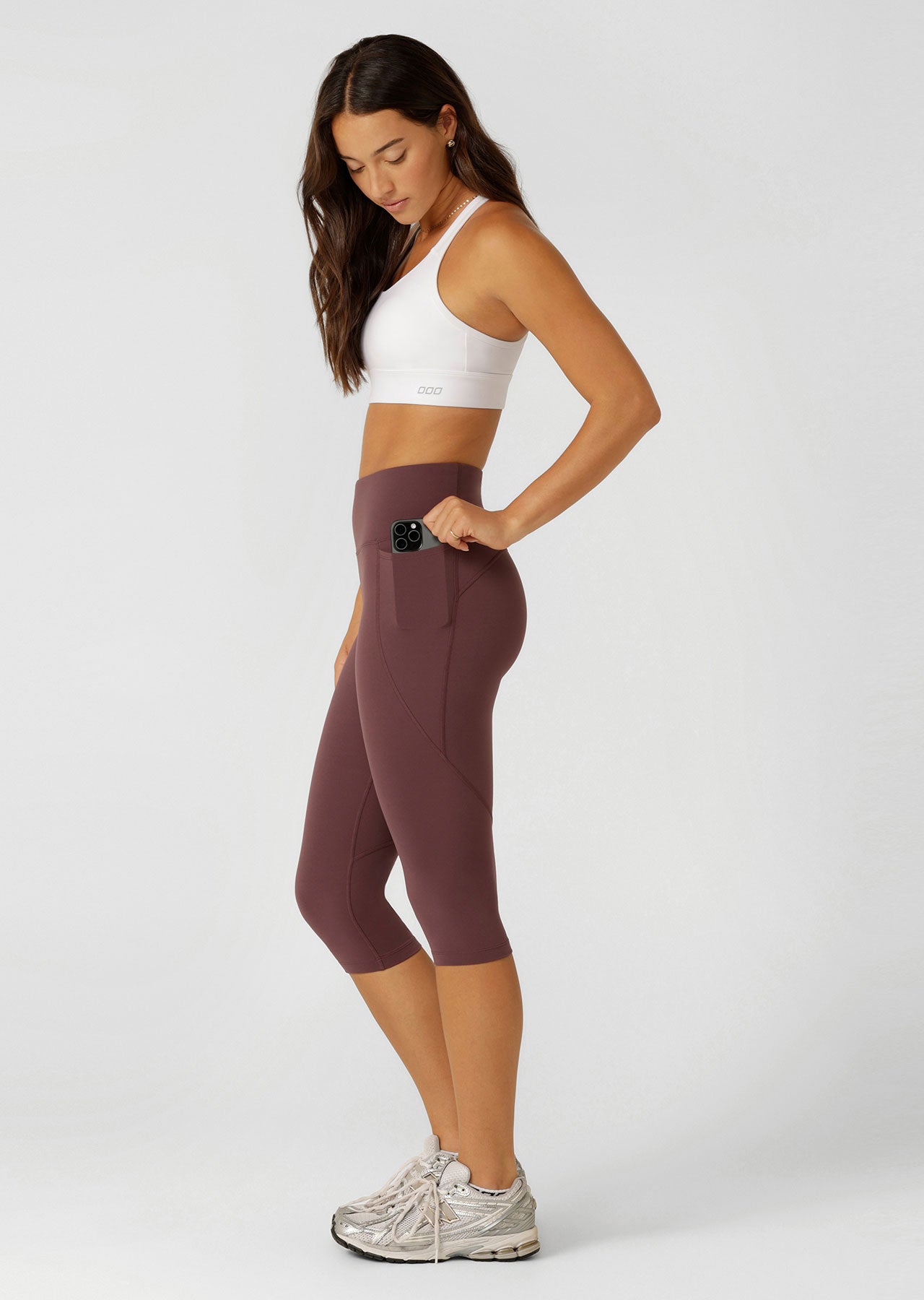 Lorna Jane Amy No Ride Phone Pocket 3/4 Leggings - Amethyst Shadow