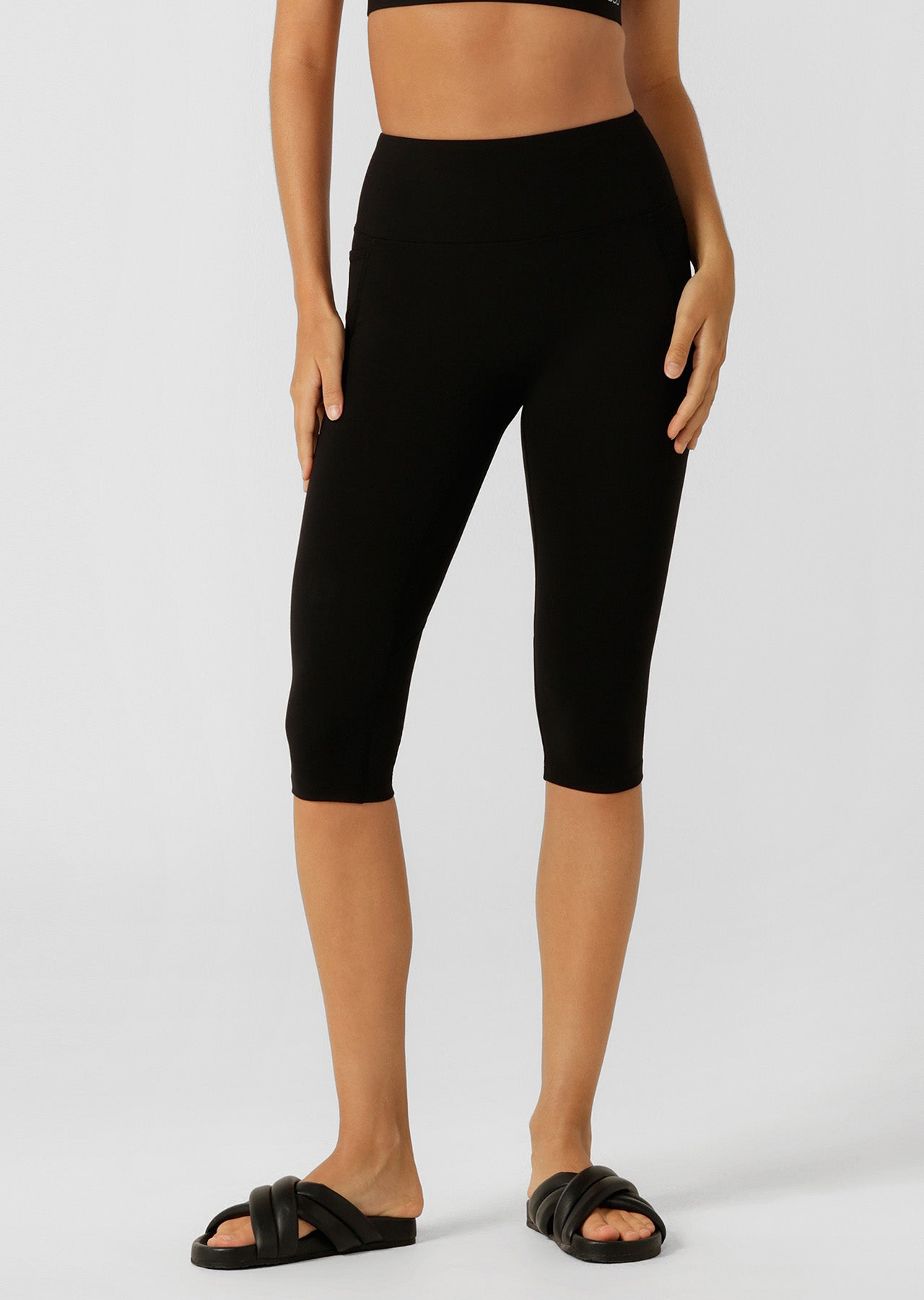 Lorna Jane Amy No Ride Phone Pocket 3/4 Leggings - Recycled Black