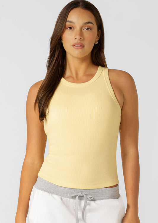 Lorna Jane LJ Basics Rib Tank - Lemon Cream