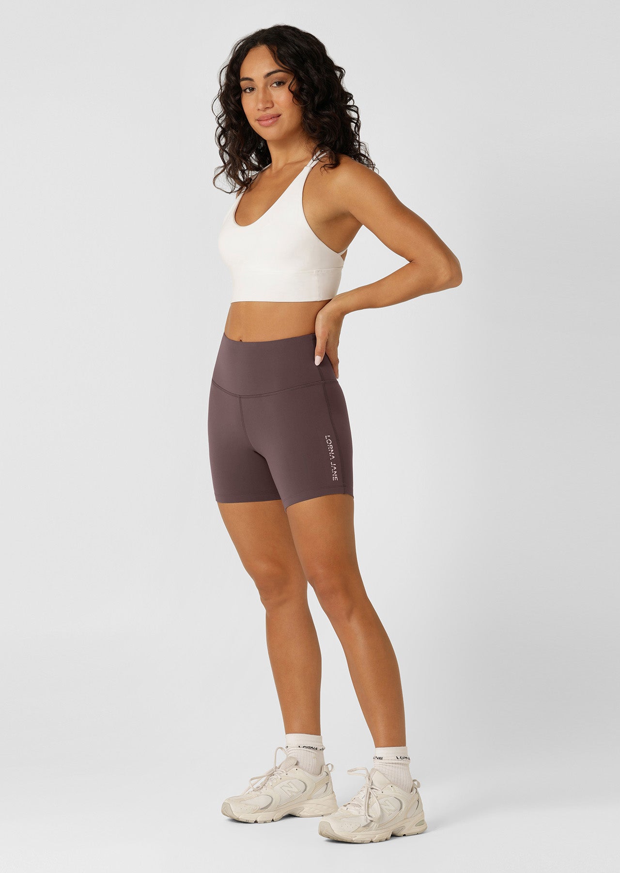 Lorna Jane Lotus No Chafe Phone Pocket 14cm Bike Shorts - Stone