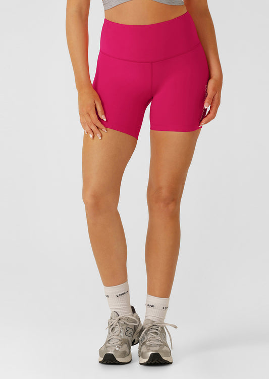 Lorna Jane Lotus No Chafe Phone Pocket 14cm Bike Shorts - Vivid Pink