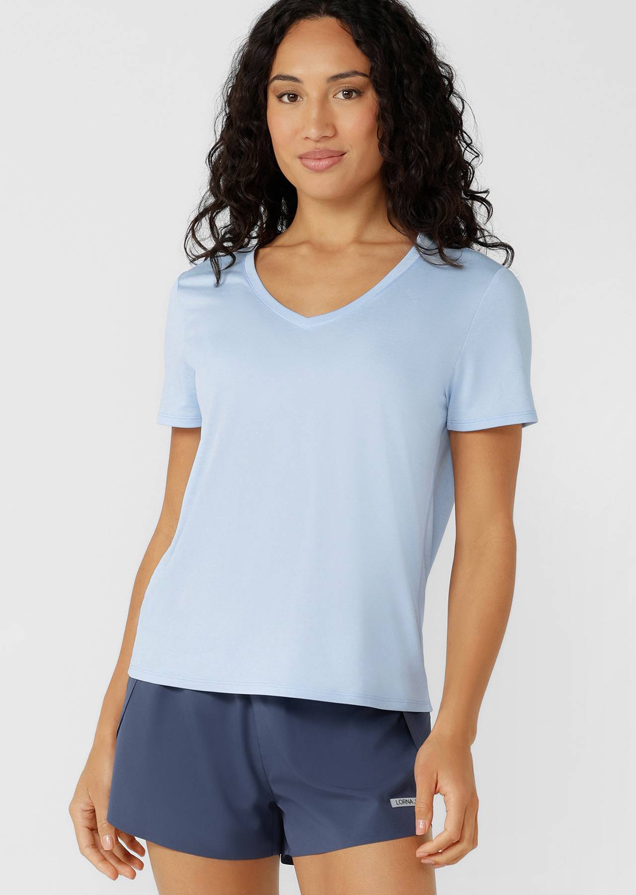Lorna Jane Amy Dynamic Active V-Neck T-Shirt - Light Moontide Marl