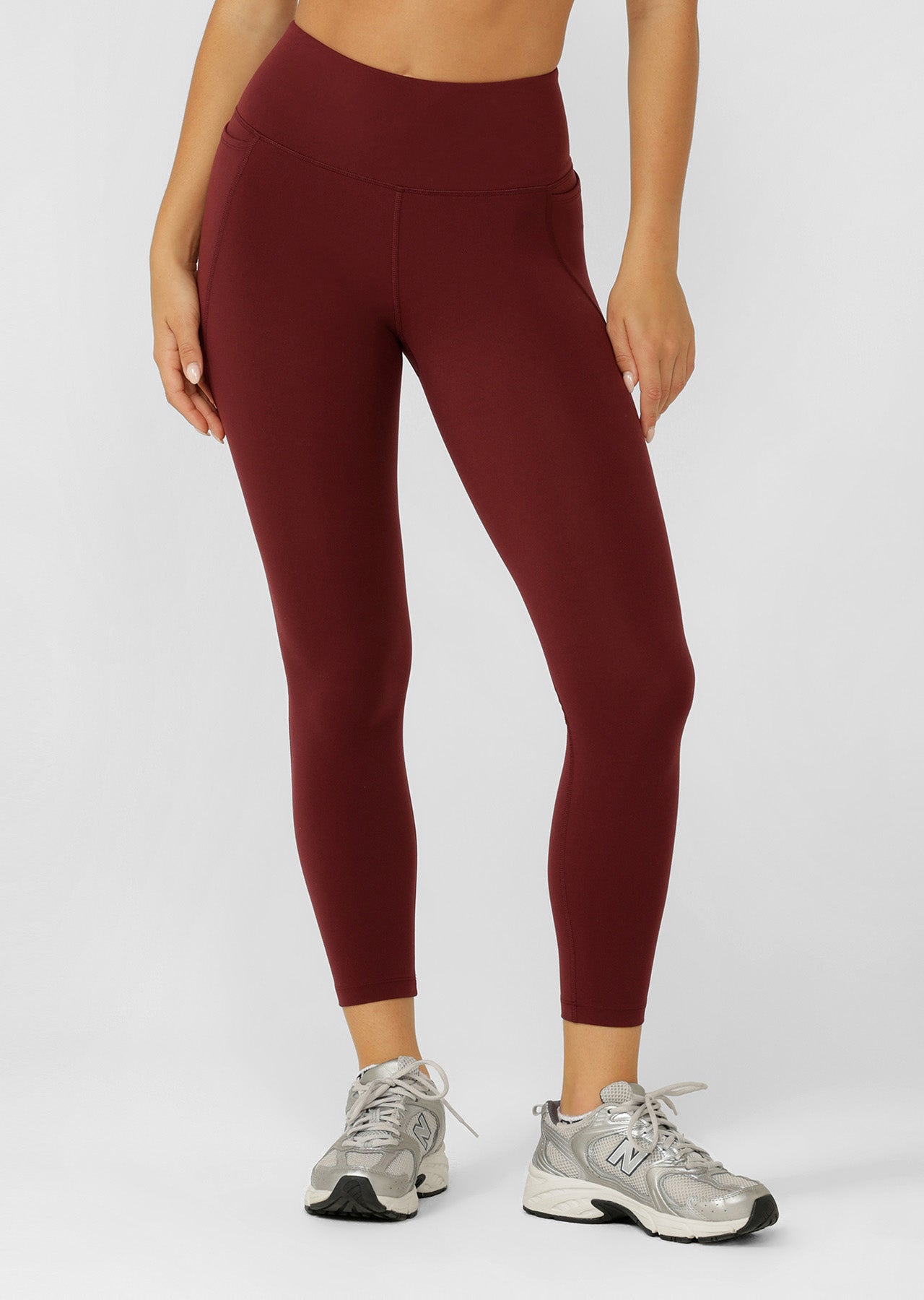 Lorna Jane Amy No Chafe Phone Pocket Ankle Biter Leggings - Cranberry