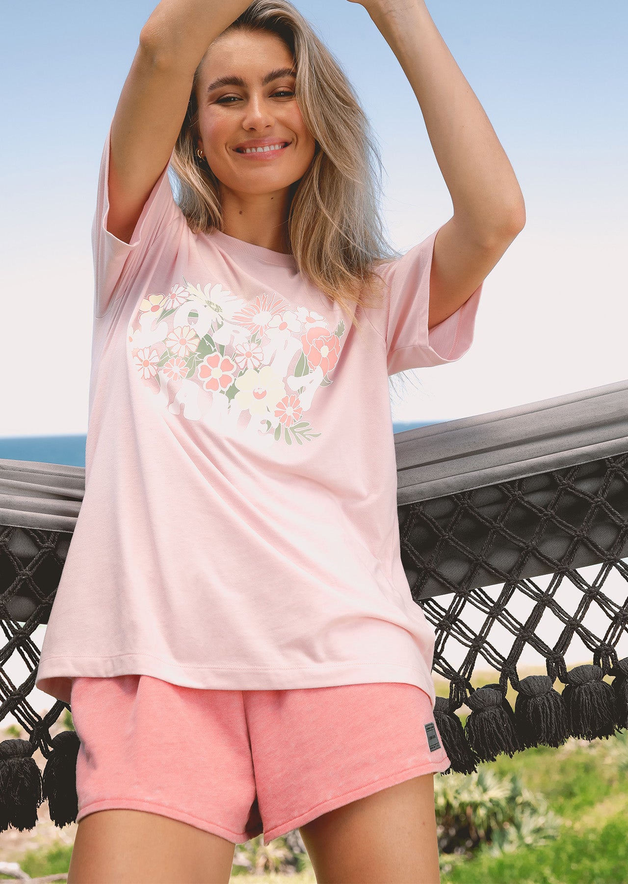 Lorna Jane Wildflower Oversized Tee - Pale Peony