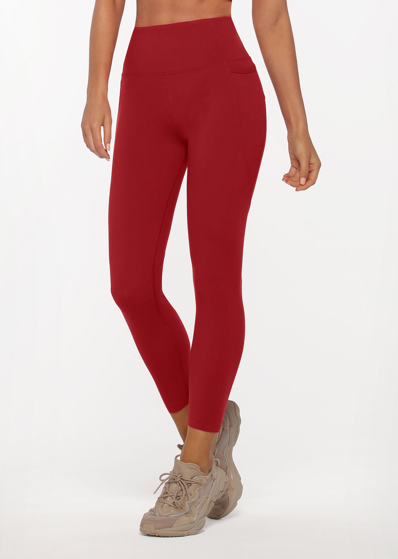 Lorna Jane Amy Phone Pocket Ankle Biter Leggings - Dark Red