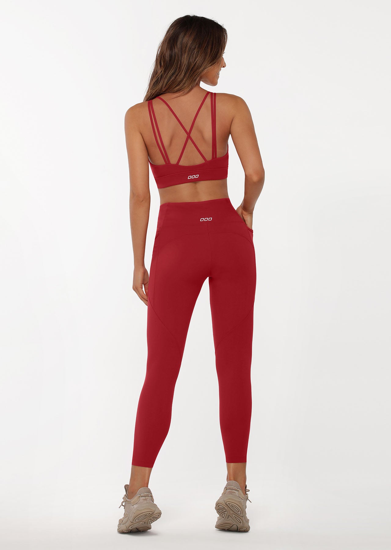 Lorna Jane Amy Phone Pocket Ankle Biter Leggings - Dark Red