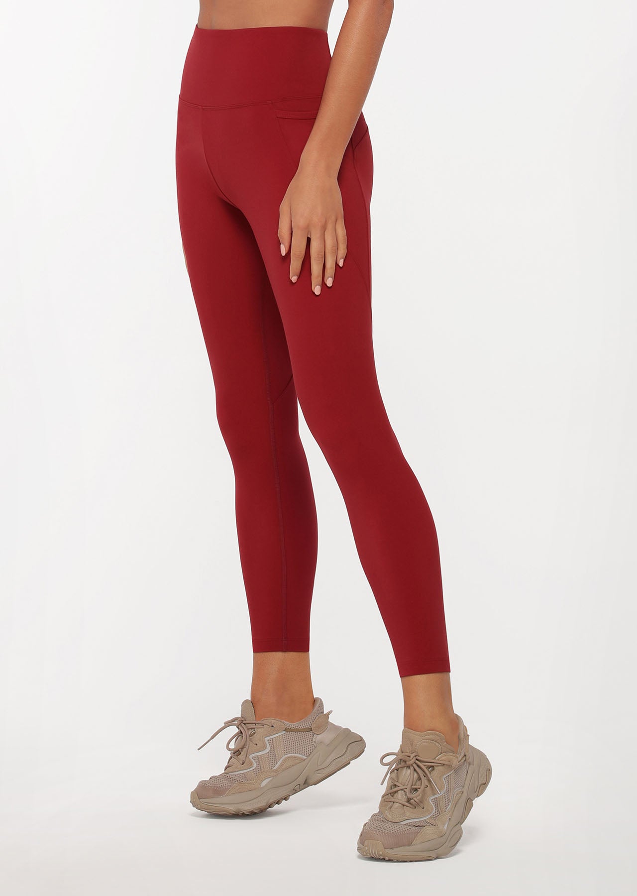 Lorna Jane Amy Phone Pocket Ankle Biter Leggings - Dark Red