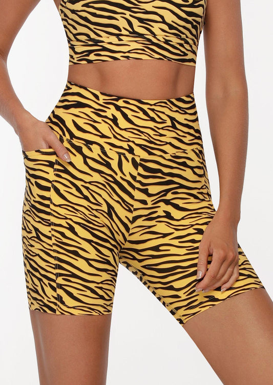 Lorna Jane Amy Phone Pocket Bike Short - High Voltage Zebra Print