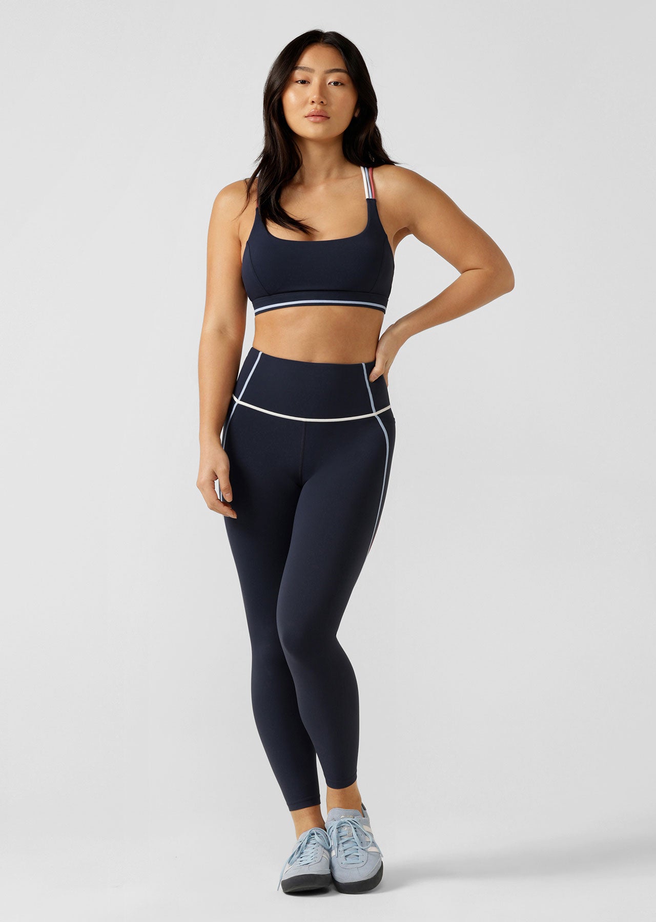 Lorna Jane Vibrant Glow Recycled No Chafe Pocket Ankle Biter Legging - Platinum Navy