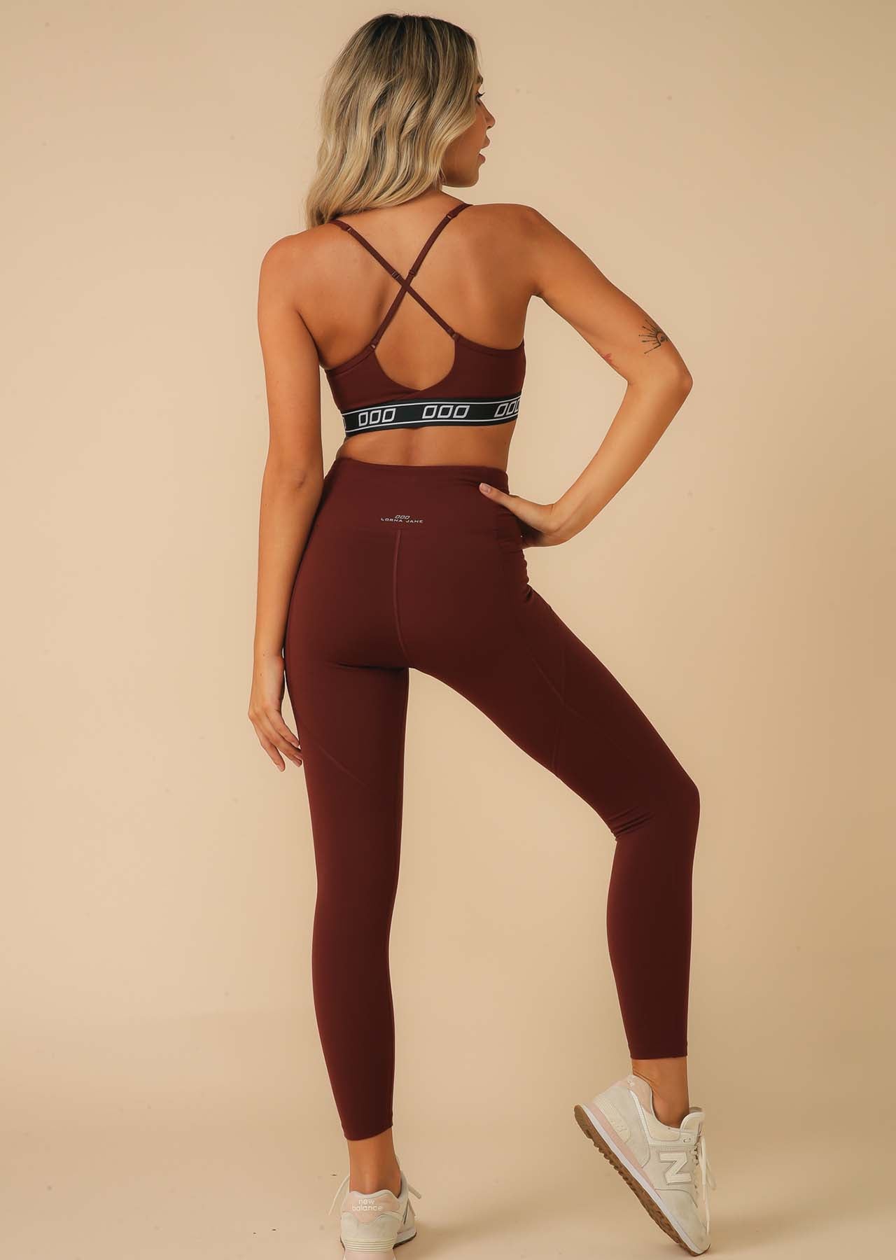 Lorna Jane Booty Phone Pocket Ankle Biter Leggings - Cool Brown