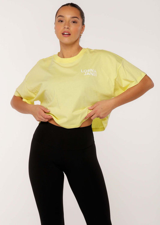 Lorna Jane Glide Transdry Cropped Tee - Lemon