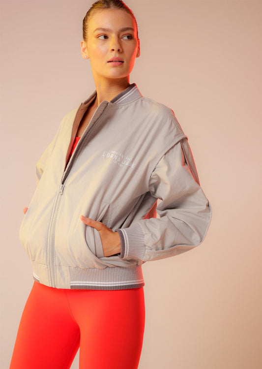 Lorna Jane Grand Slam Bomber Jacket - Concrete Grey